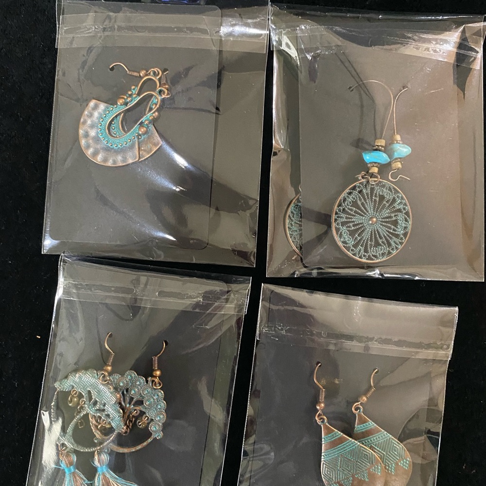 Chic Blue and Gold Teardrop Earrings